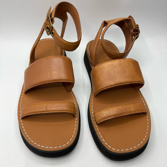 J. Crew Mallorca Platform Double-strap Leather Sandals Brown Size 7.5 - Picture 9 of 12